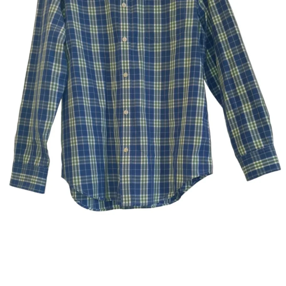 Banana Republic Men's Plaid Shirt Long Sleeve Button Up Sz L Pocket Green/Blue